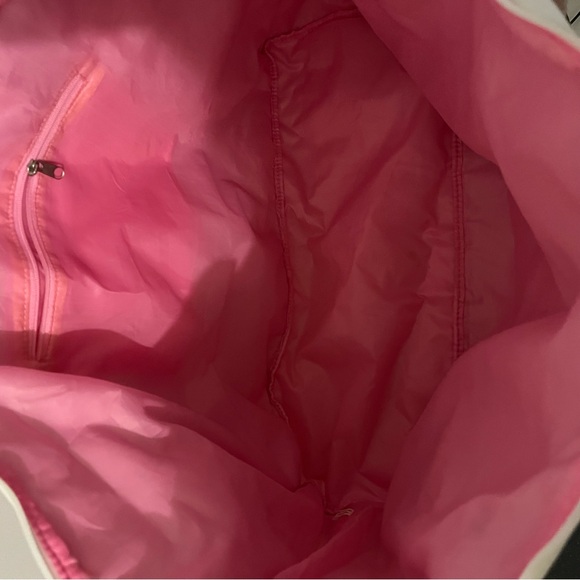 Victoria's Secret Pink and White Striped Canvas Tote Bag Large Zip Up has stains - Picture 6 of 9